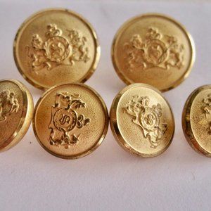 Stafford Gold Metal Lion Unicorn Crest Blazer Replacement 6 Waterbury Buttons